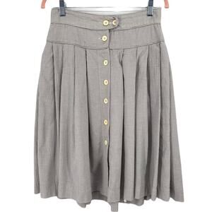 Jessica Ogden Dirndl Pleat Gray White Striped Button Front Skirt M Designer